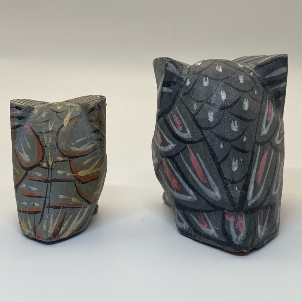 Hand carved wooden owl‎ figurines - Picture 4 of 10